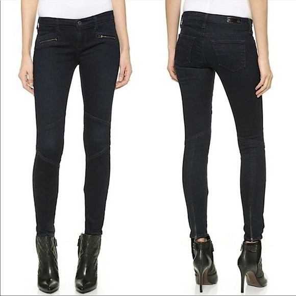 Ag Adriano Goldschmied Denim - ADRIANO GOLDSCHMIED The Moto Legging dark wash zipper jeans size 24
